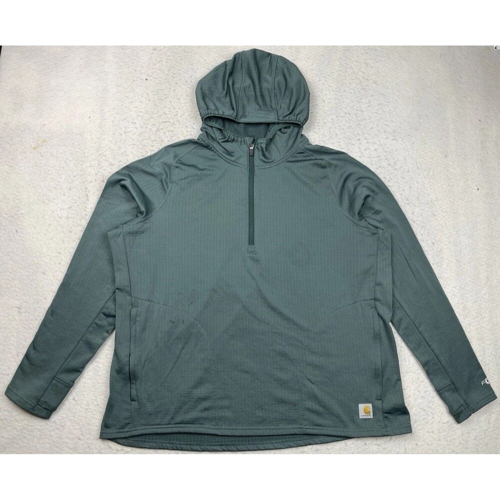 Carhartt Force Women’s XL Green 1/2 Zip Relaxed Fit Pullover Hoodie Fall 2024